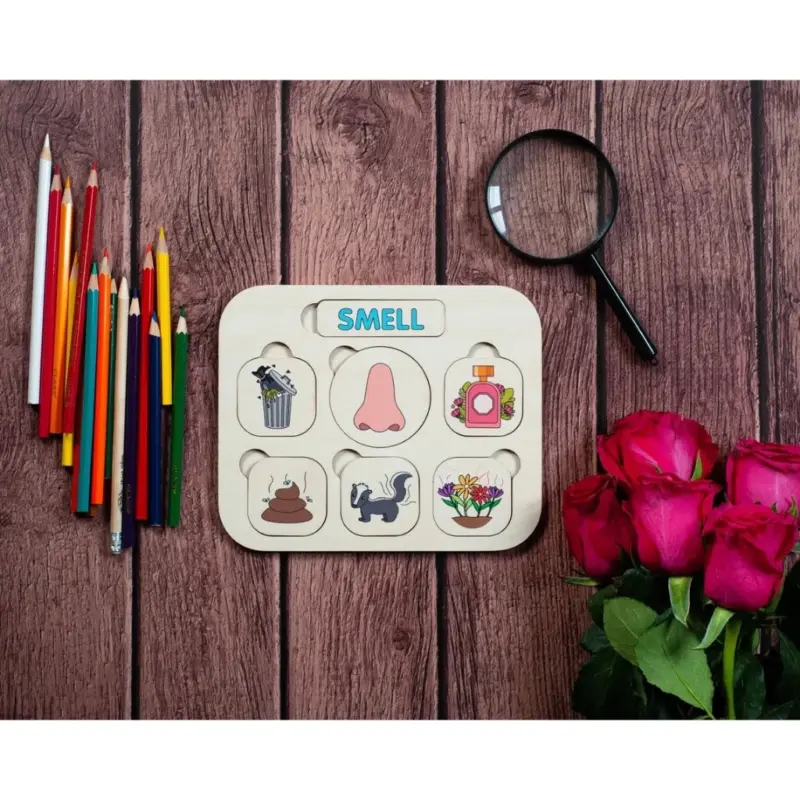 wooden five senses learning board4