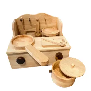 wooden montessori play kitchen set