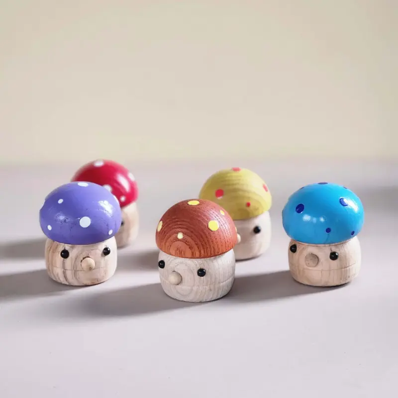 wooden mushroom walking slide toy set with 5 pieces 2
