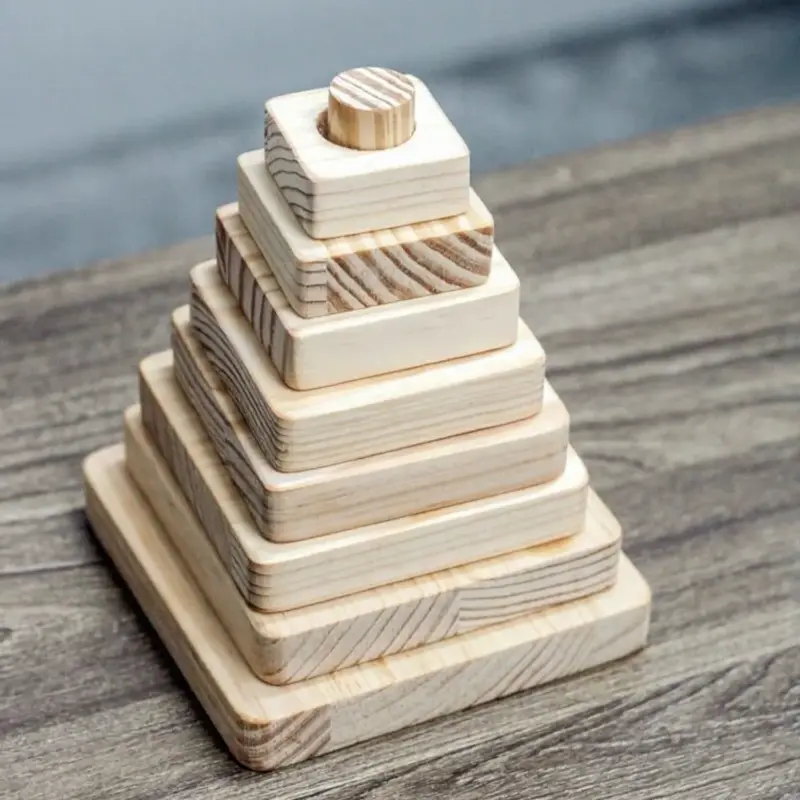 wooden pyramid building blocks toys 3