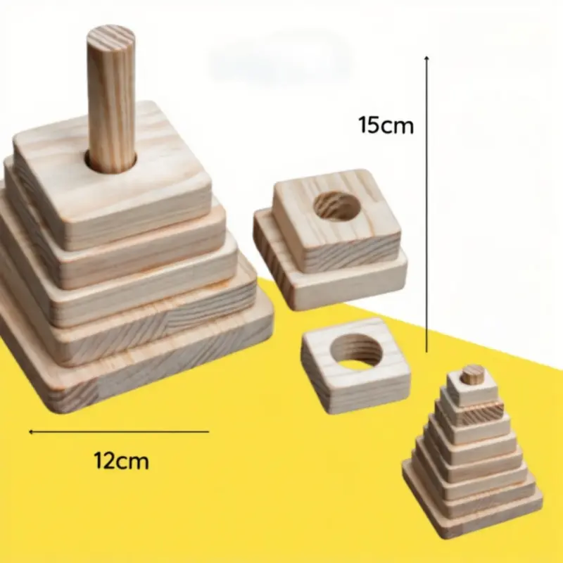 wooden pyramid building blocks toys 5