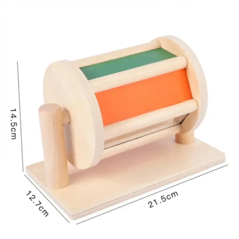 wooden rotating drum toy size