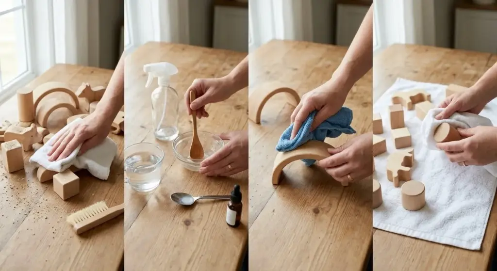 4 steps to clean wooden montessori toys