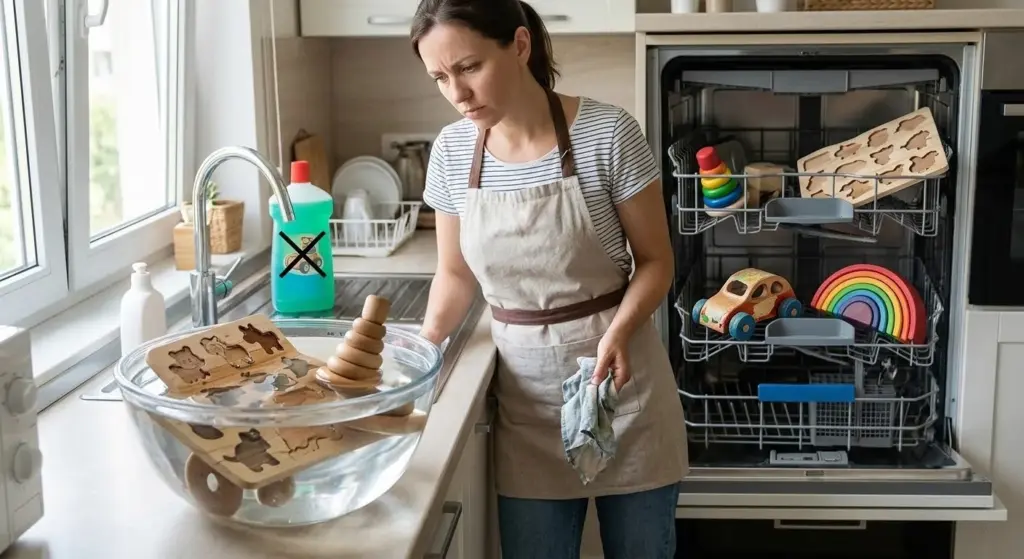 what not to do when cleaning wooden toys