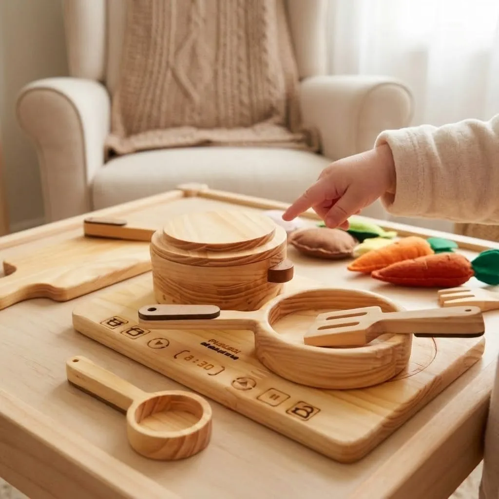 wooden cooking toy set