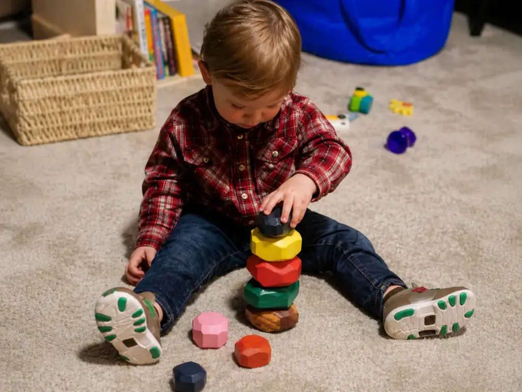 Baby playing with balance stones