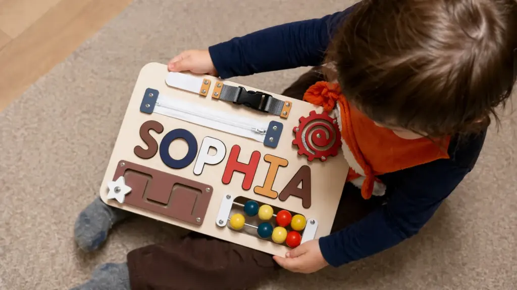 toodler focus on zips & buckles busy board