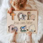 jesus love name puzzle baptism gift from godparents
