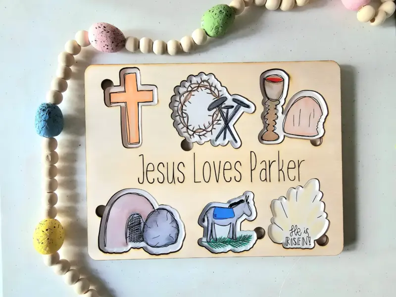 jesus love name puzzle baptism gift from godparents 2