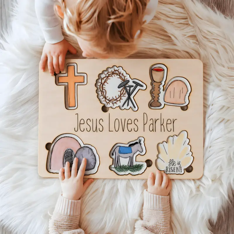 jesus love name puzzle baptism gift from godparents