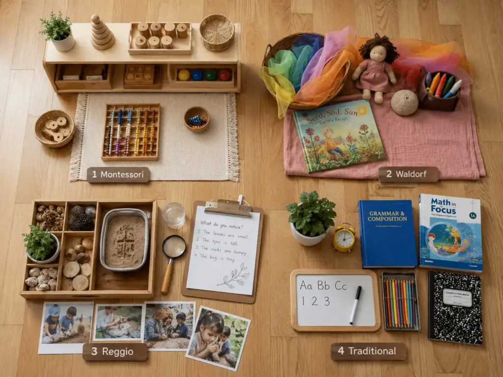 montessori waldorf reggio traditional classroom environments