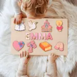 personalized pink church and prayer hands name puzzle baptism gift from godparents
