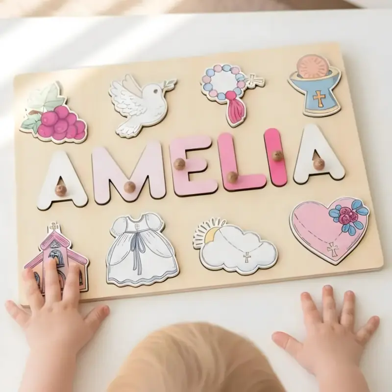 personalized pink rosary goddaughter name puzzle baptism gift from godparents 2