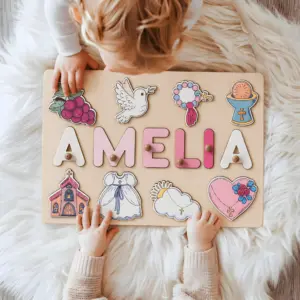 personalized pink rosary goddaughter name puzzle baptism gift from godparents