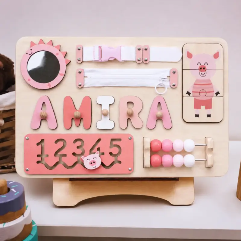 pig wooden busy board