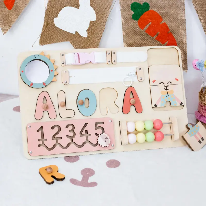 pig wooden montessori busy board 3