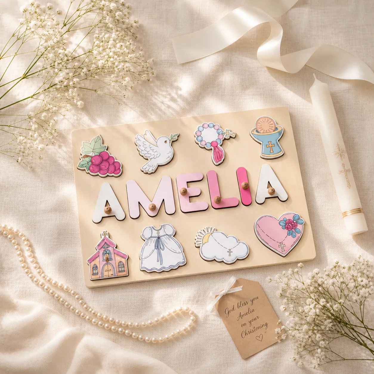 pink rosary goddaughter name puzzle 4