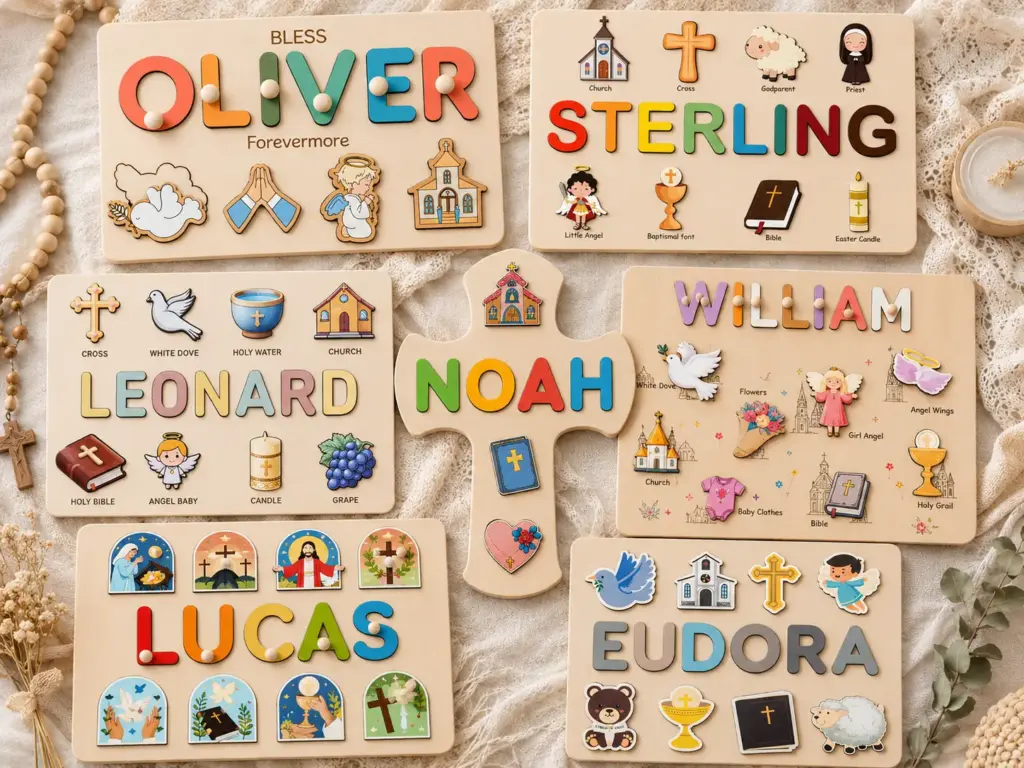 7 baptism gifts adults wood name puzzle