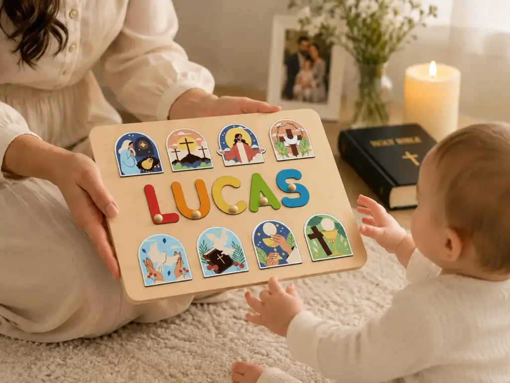 baby receive baptism name puzzle